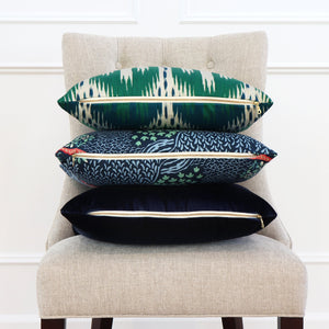 Schumacher Bukhara Ikat Emerald Peacock Designer Pillow Cover with Matching Pillows