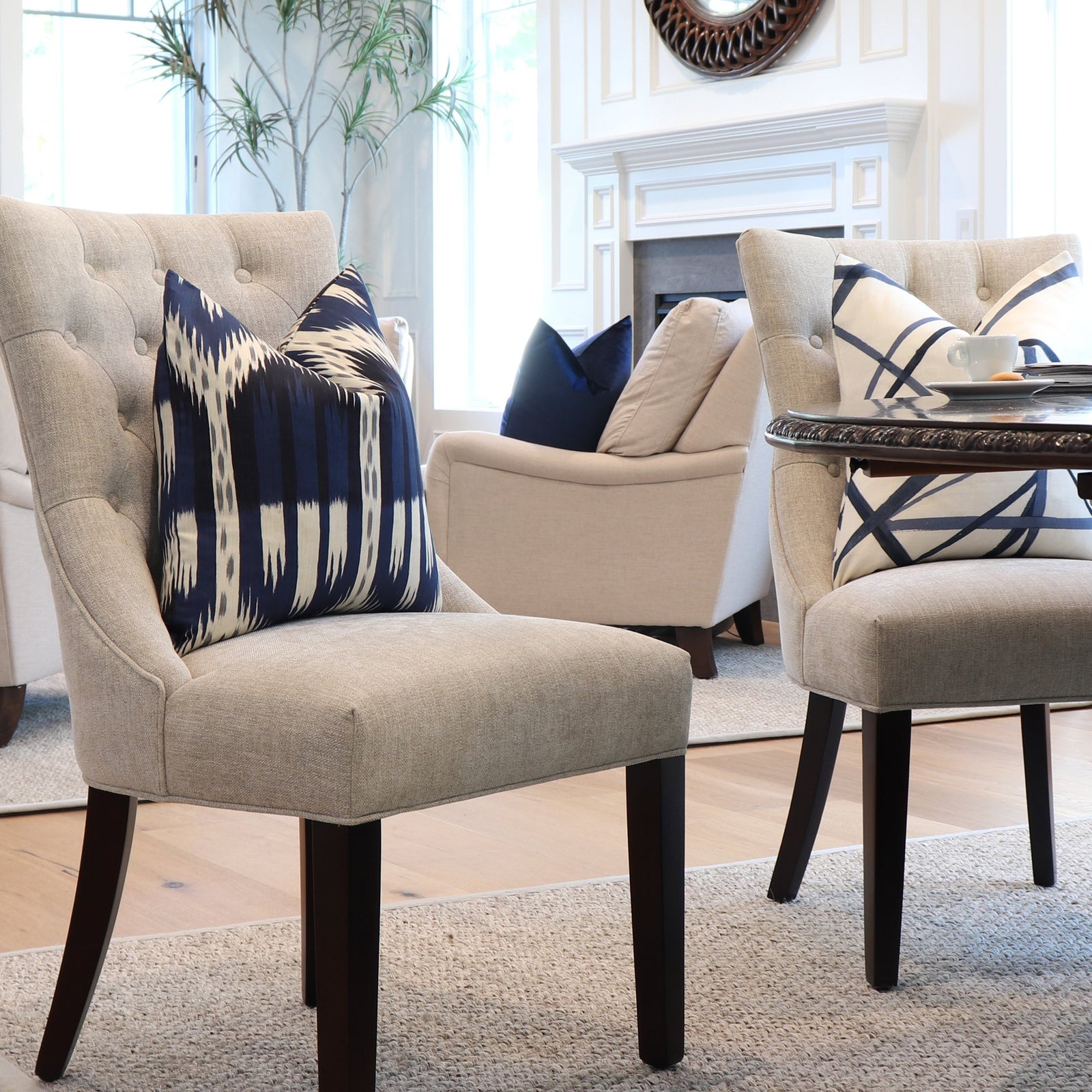 Schumacher Bukhara Ikat Indigo Throw Pillow Cover