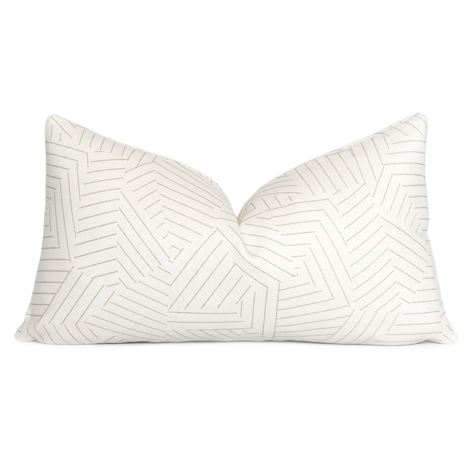 Schumacher Deconstructed Stripe Greige Lumbar Throw Pillow Cover