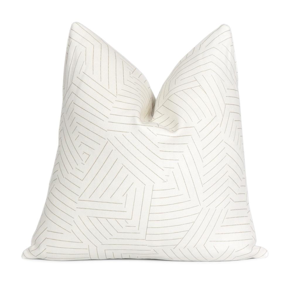 Schumacher Deconstructed Stripe Greige Throw Pillow Cover