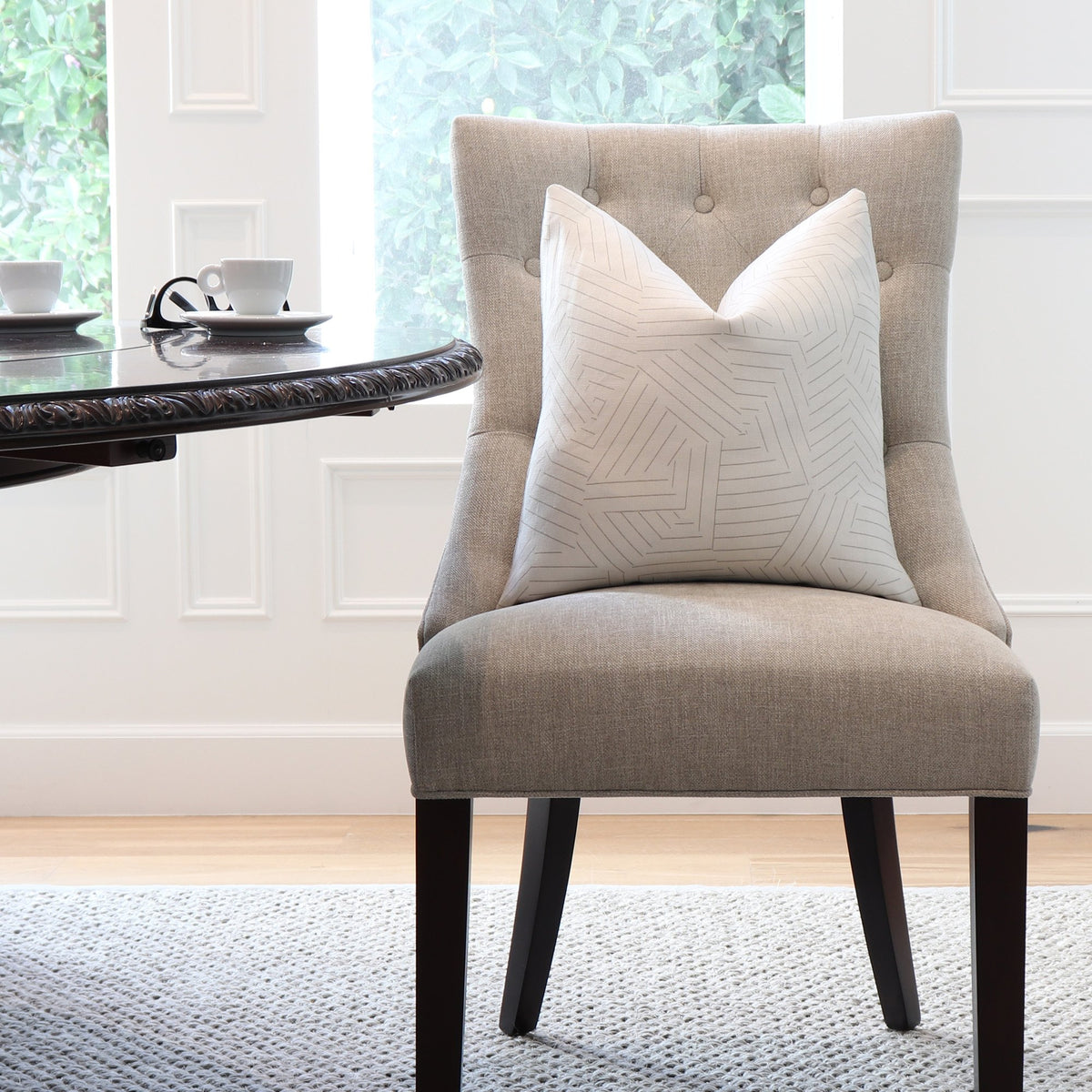 Schumacher Deconstructed Stripe Greige Throw Pillow Cover in Home