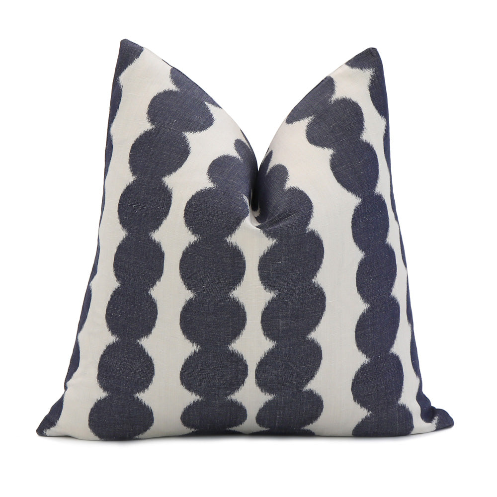Navy Blue Cream Pillow Covers 18x18 Set of 2 Polka Dot Throw