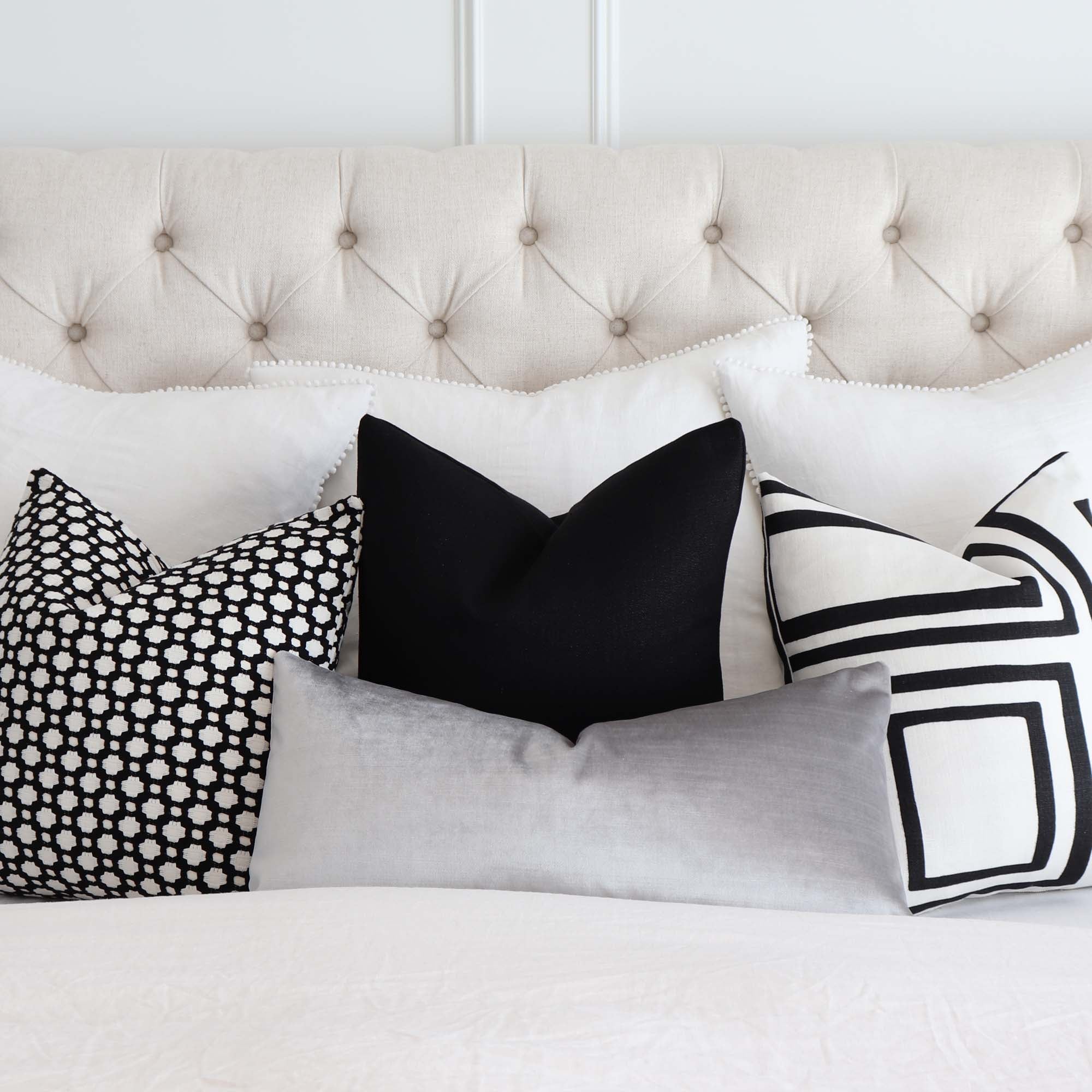 White & Black Lumbar Pillow