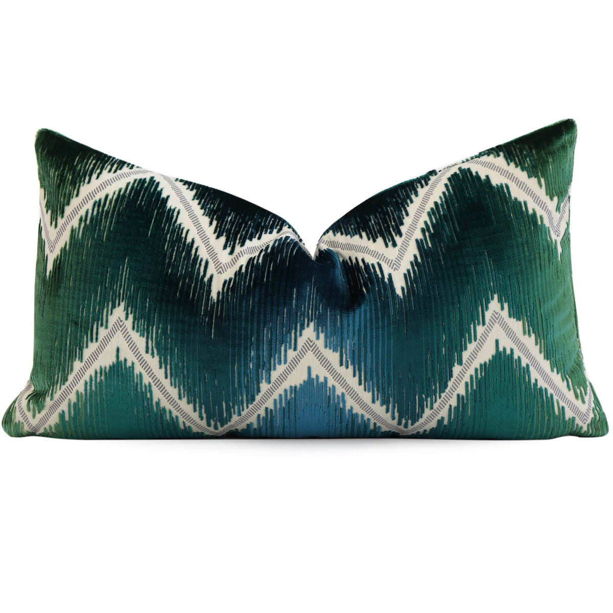 Schumacher Shock Wave Velvet Peacock Designer Throw Lumbar Pillow Cover