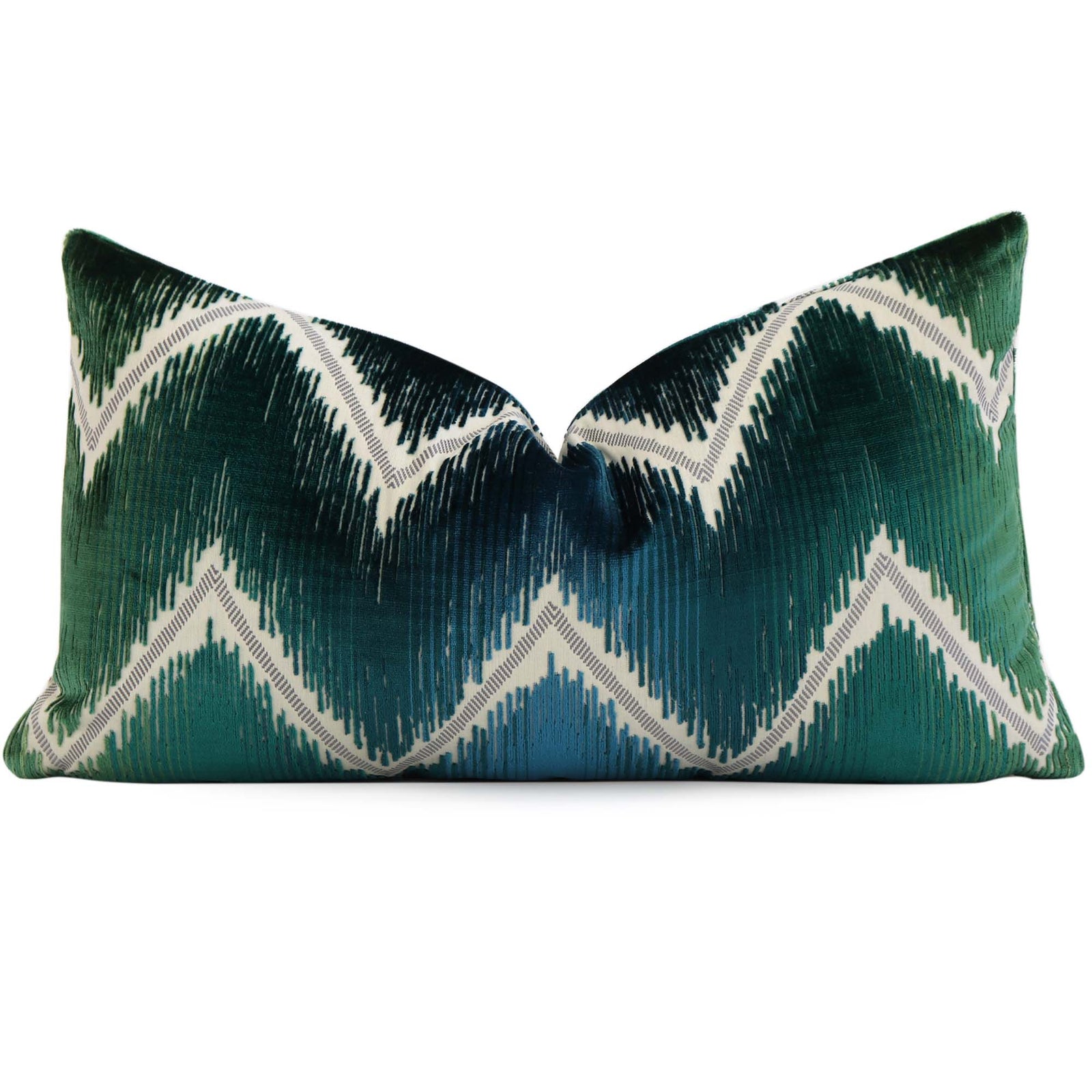 Schumacher Shock Wave Velvet Peacock Designer Throw Lumbar Pillow Cover