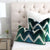 Schumacher Shock Wave Velvet Peacock Designer Throw Pillow Cover on King Size Bed