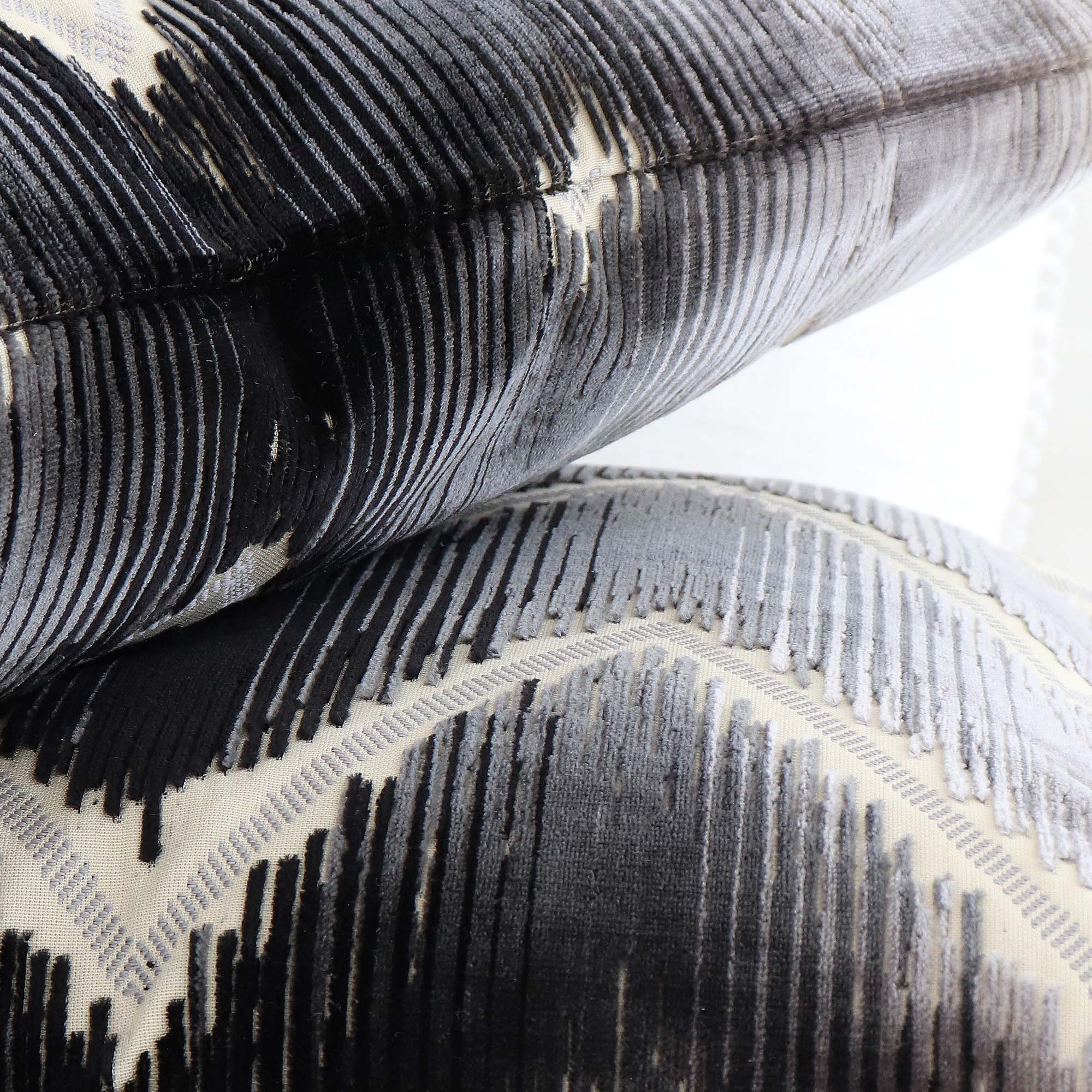 Silk Velvet Schumacher Shock Wave Platinum Black Throw Pillow Chloe