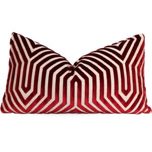 Schumacher Vanderbilt Garnet Velvet Designer Lumbar Pillow Cover