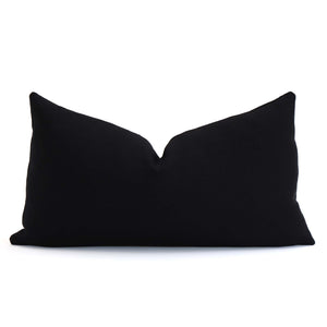 Tay Solid Black Linen Lumbar Throw Pillow Cover 
