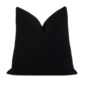 Tay Solid Black Linen Throw Pillow Cover