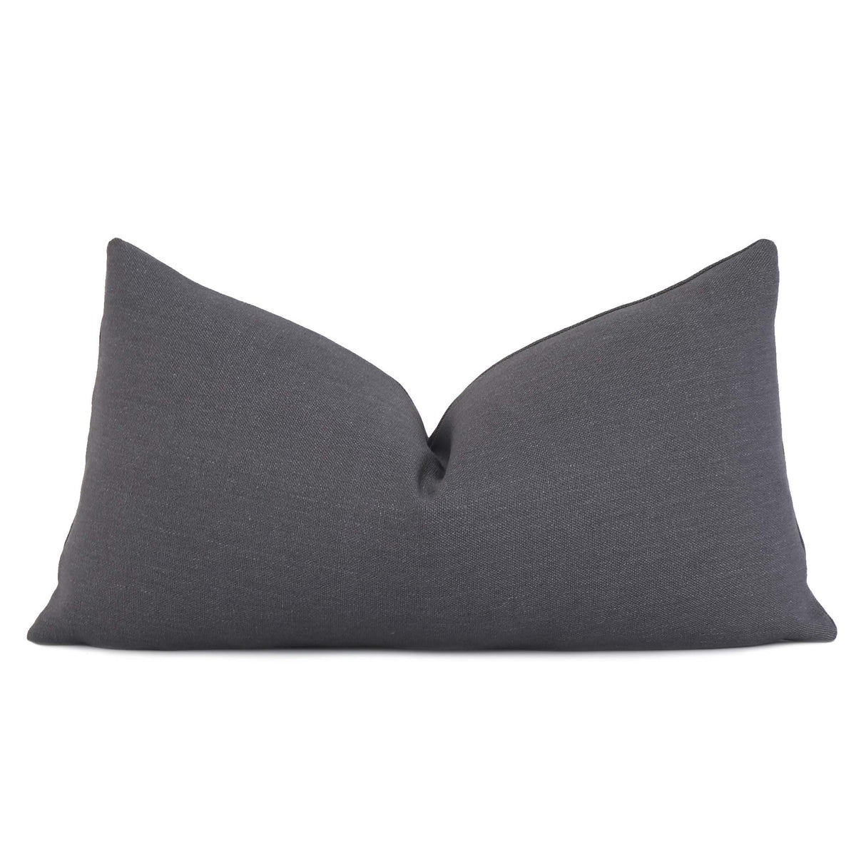 Tay Gray Solid Color Linen Designer Lumbar Throw Pillow Cover