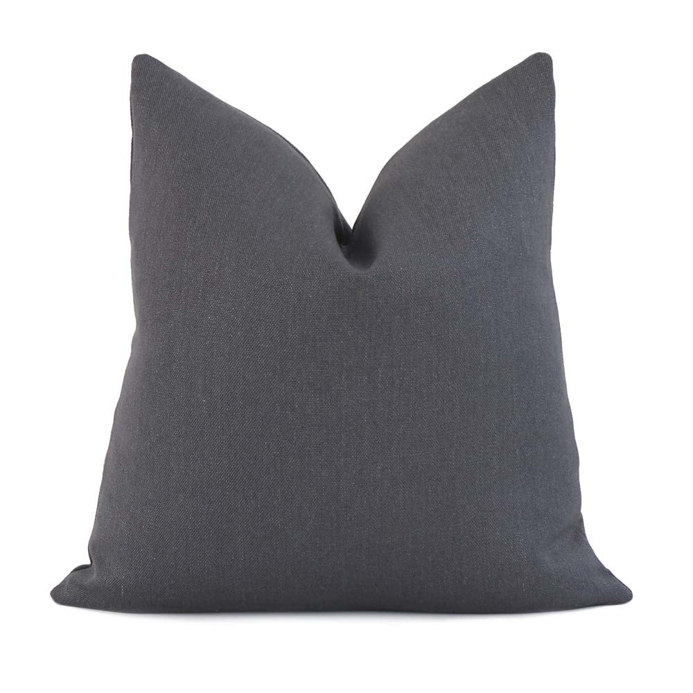 Tay Gray Solid Color Linen Designer Throw Pillow Cover