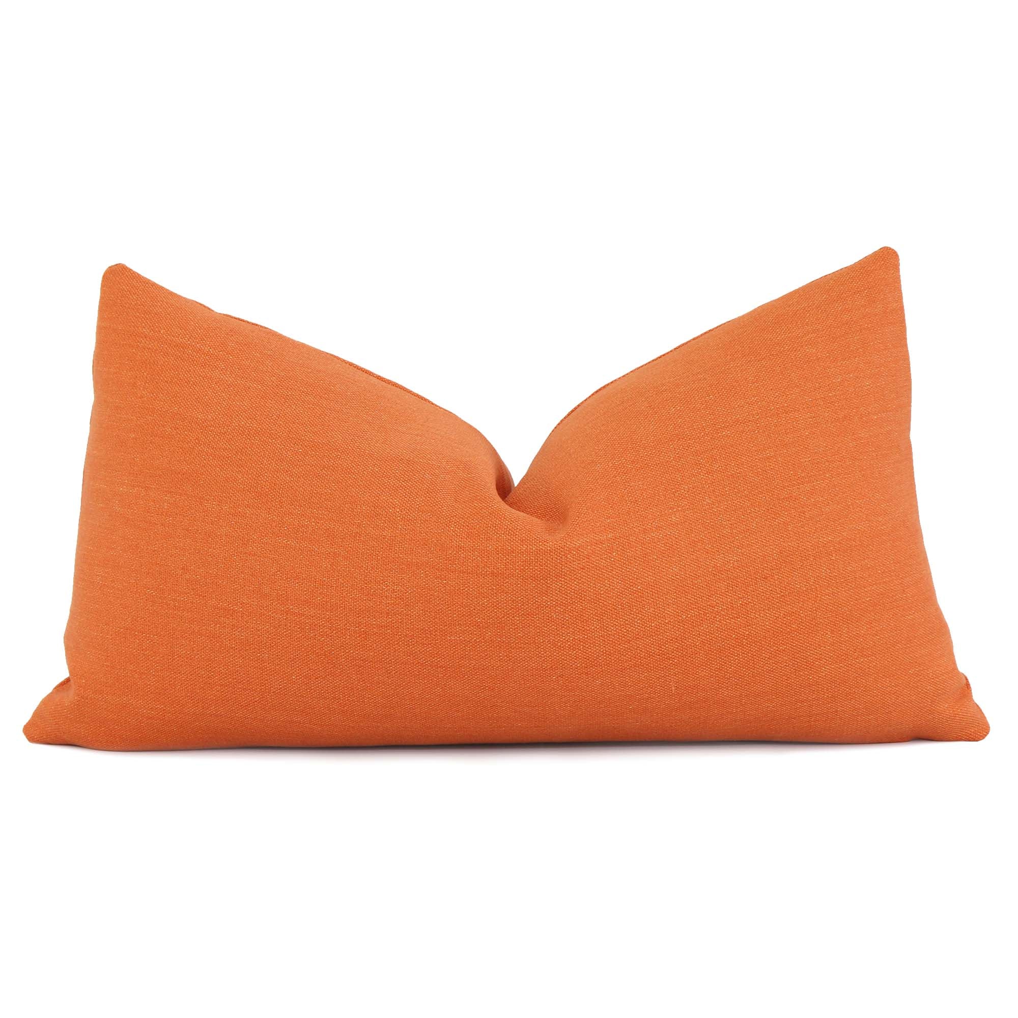 Tay Pumpkin Orange Solid Linen Decorative Lumbar Throw Pillow Cover