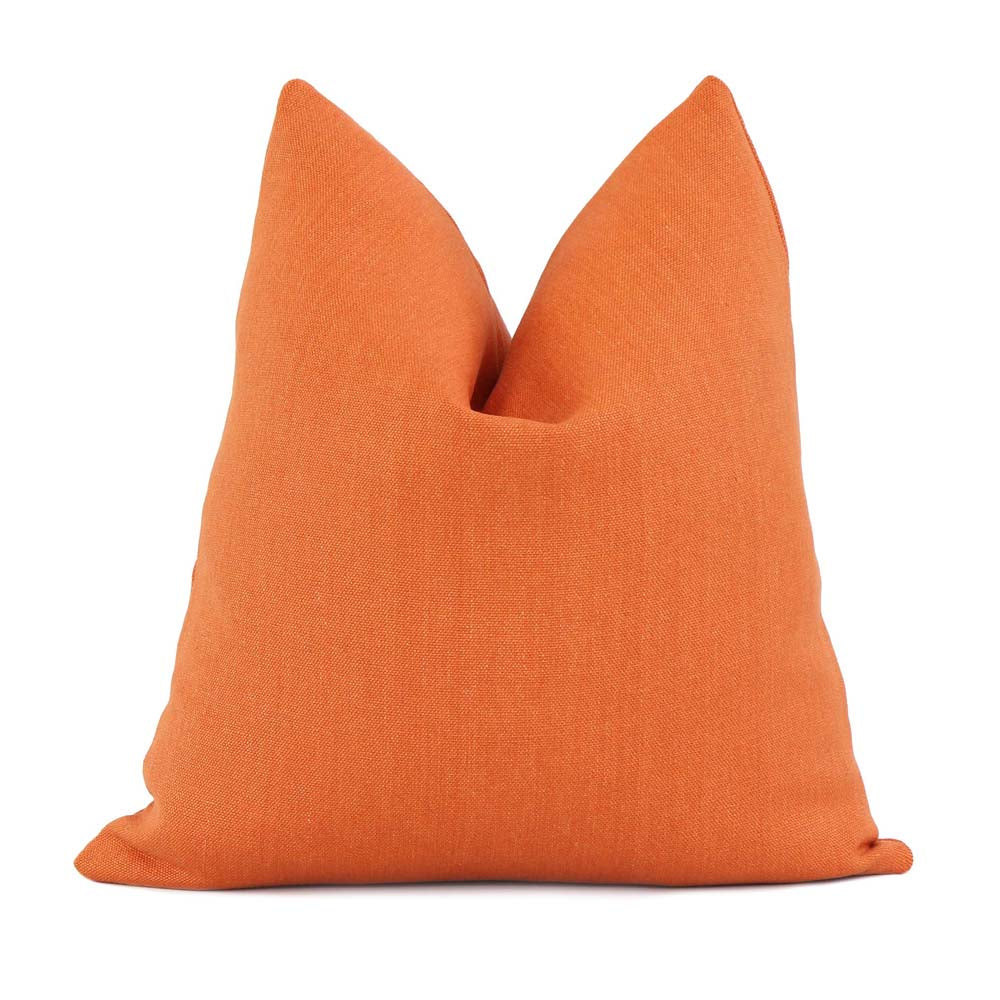 Tay Pumpkin Orange Solid Linen Decorative Throw Pillow Cover