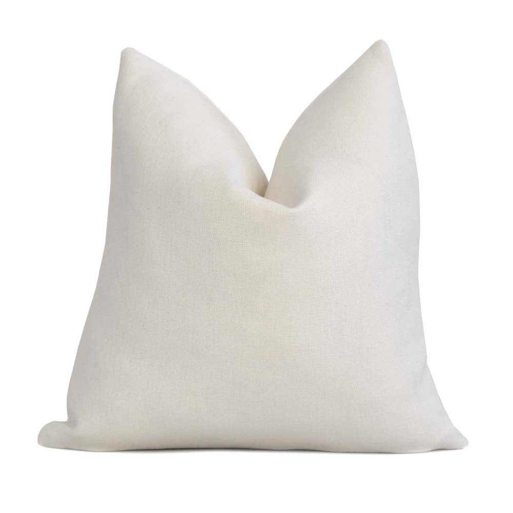 Tay Ivory White Solid Linen Designer Throw Pillow Cover