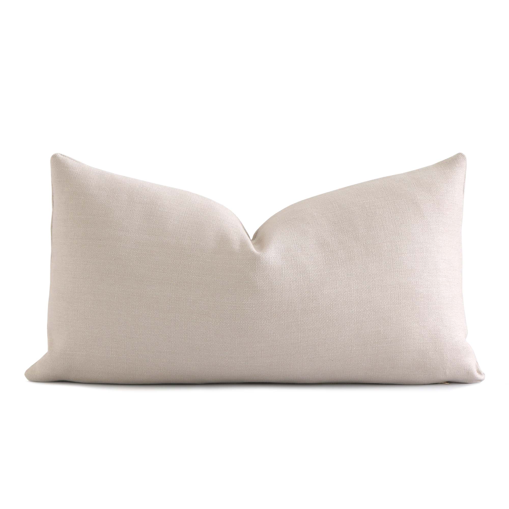 Tay Solid Beige Linen Decorative Designer Lumbar Pillow Cover