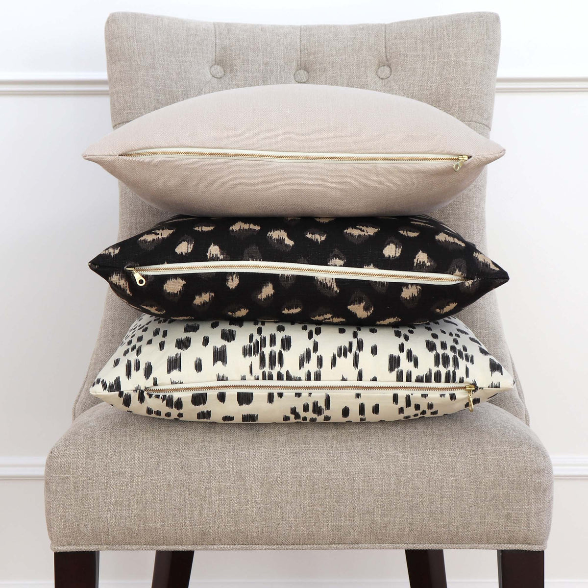 Tay Solid Beige Linen Decorative Designer Pillow Cover with Matching Pillows