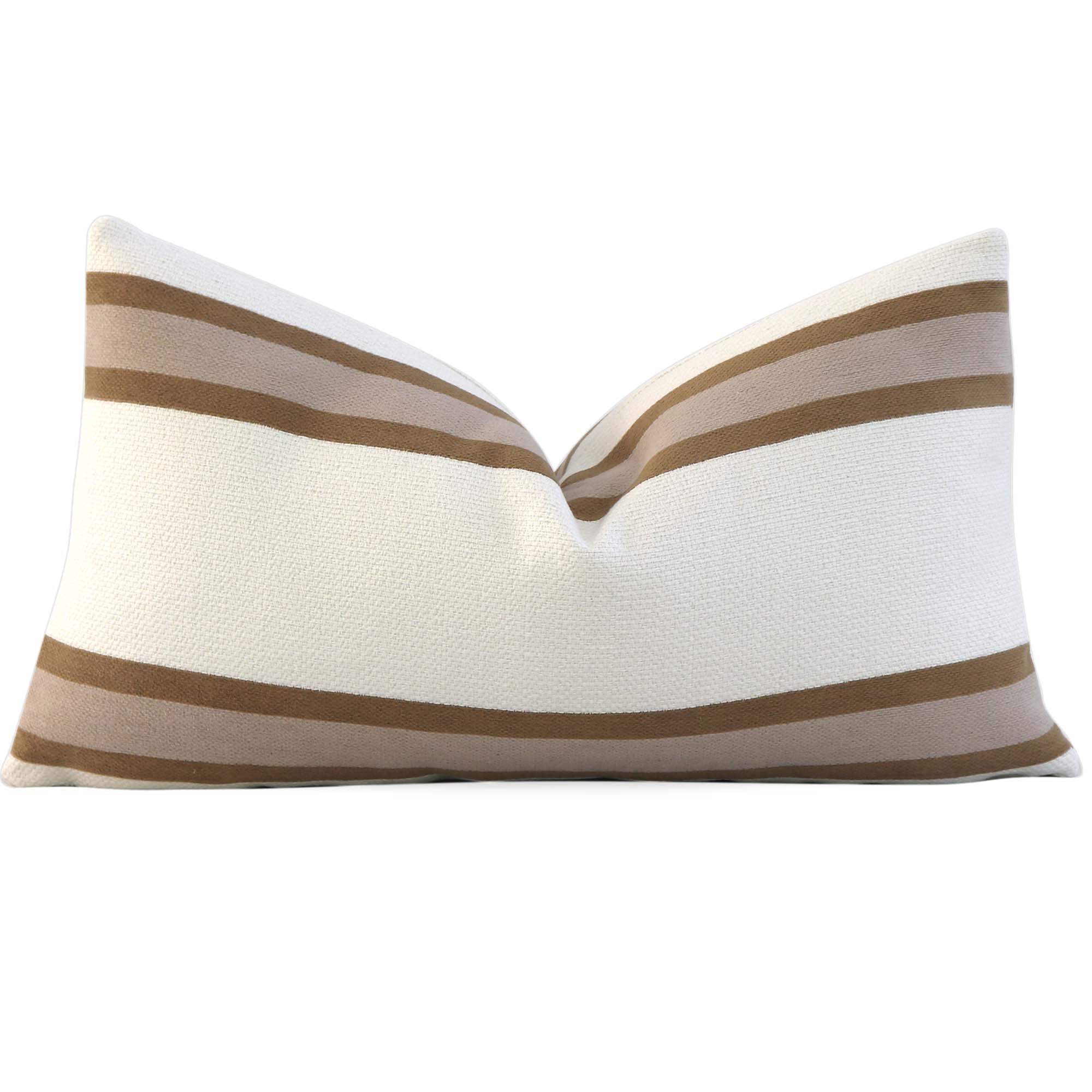 Thibaut Abito Camel Tan Stripe Designer Luxury Lumbar Throw Pillow Cover