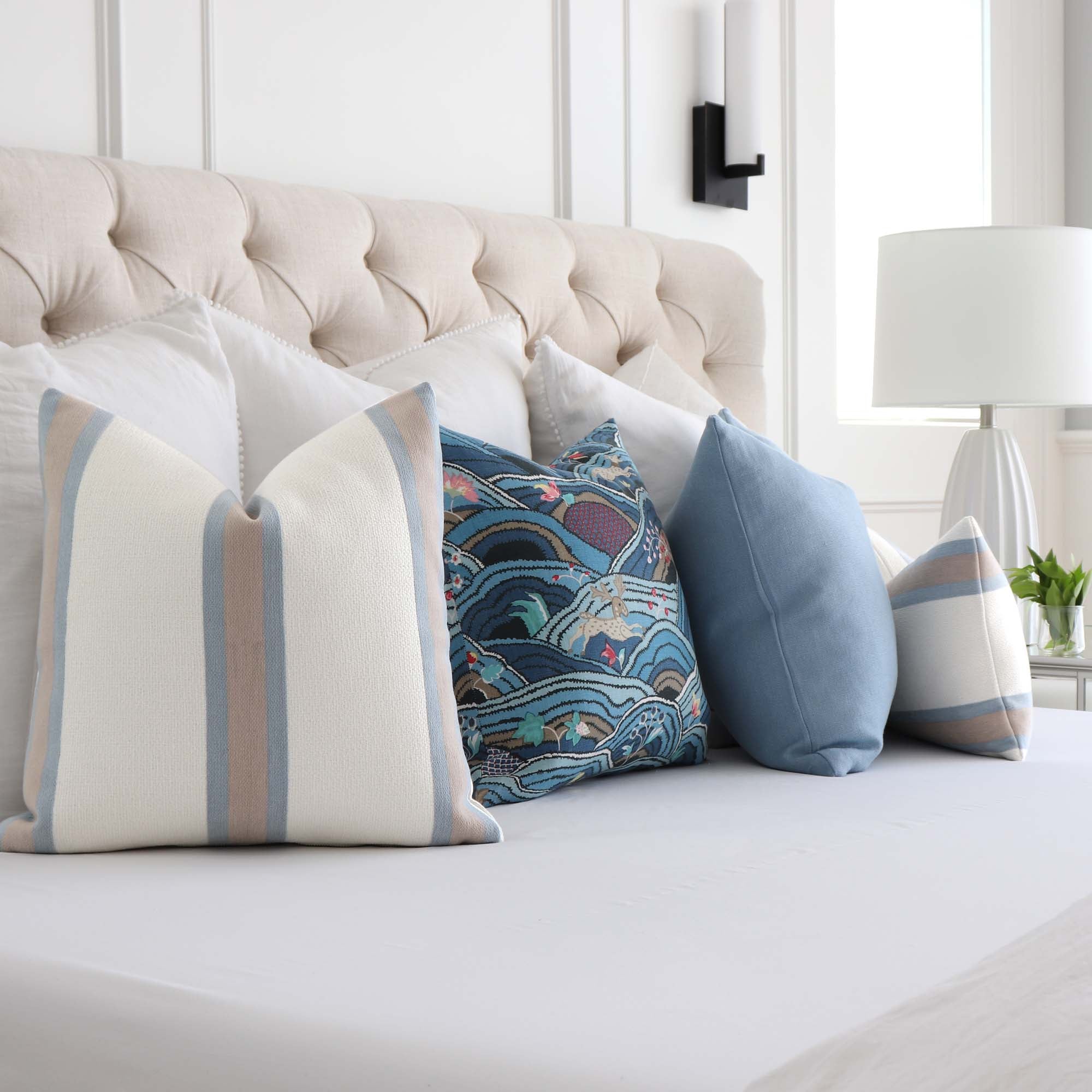 Thibaut Abito Powder Blue Stripe Designer Luxury Throw Pillow Cover