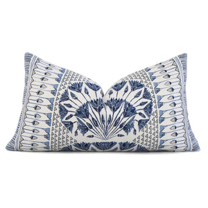 Thibaut Anna French Cairo Floral Blue Designer Luxury Lumbar Throw Pillow Cover