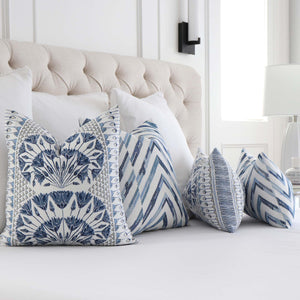Thibaut Anna French Cairo Floral Blue Designer Luxury Throw Pillow Cover with Matching Thibaut Throw Pillows
