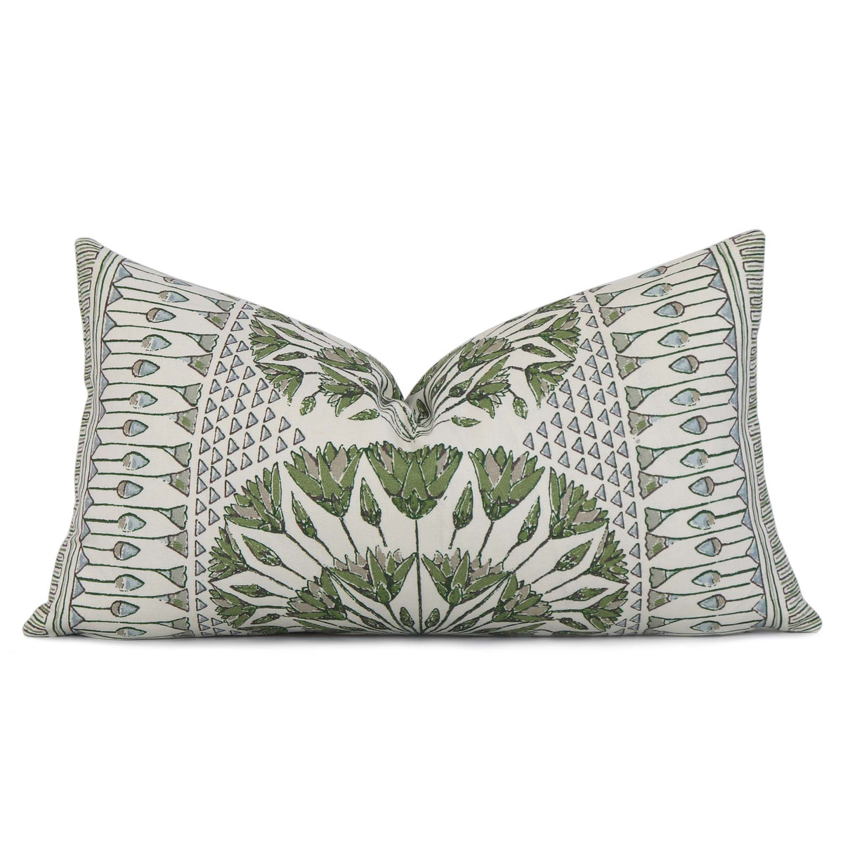 Thibaut Anna French Cairo Floral Green White Designer Luxury Lumbar Throw Pillow Cover