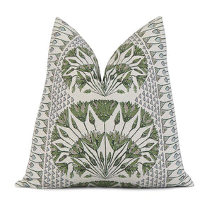 Thibaut Anna French Cairo Floral Green White Designer Luxury Throw Pillow Cover