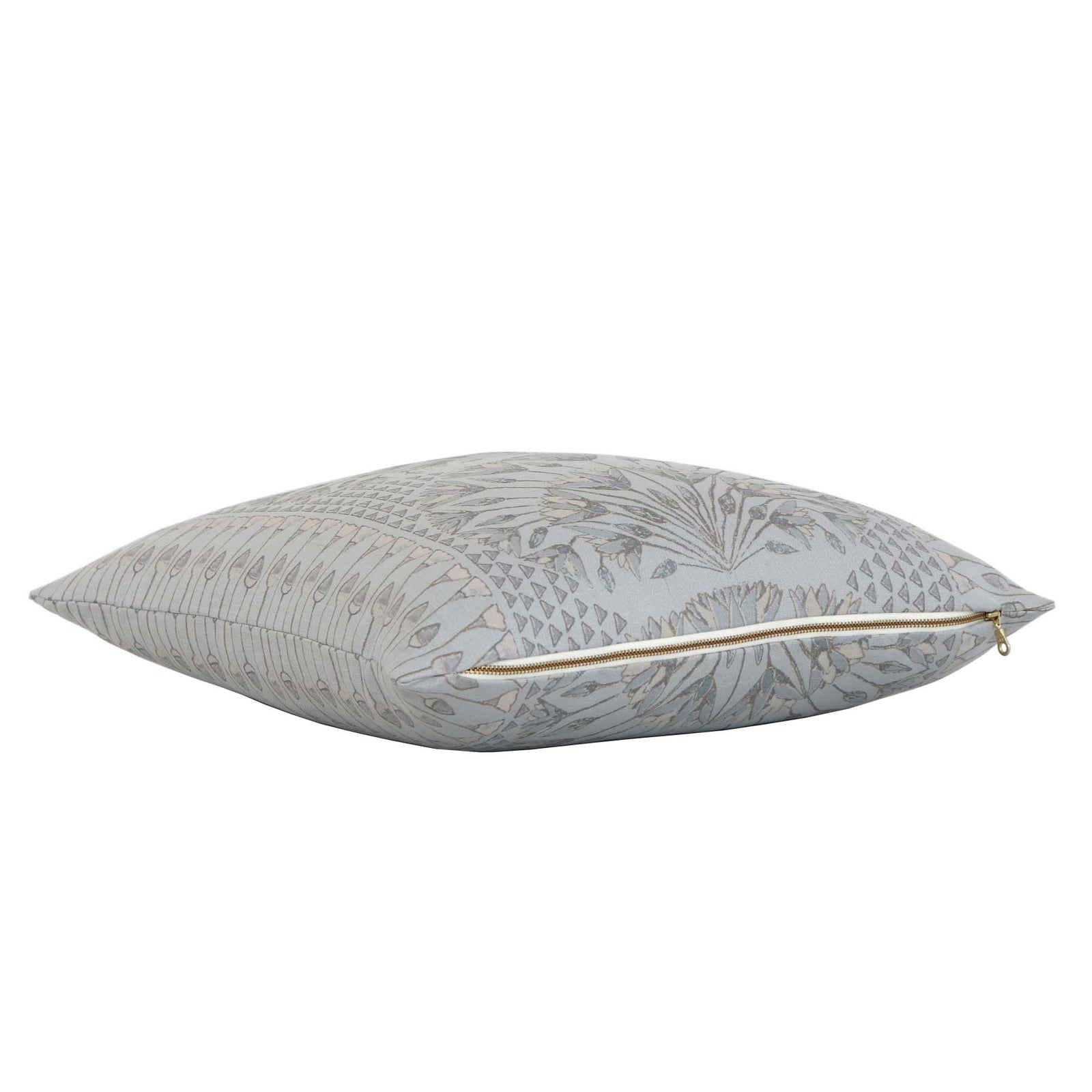 Thibaut Anna French Cairo Floral Spa Blue Designer Luxury Throw Pillow Cover with Exposed Gold Zipper