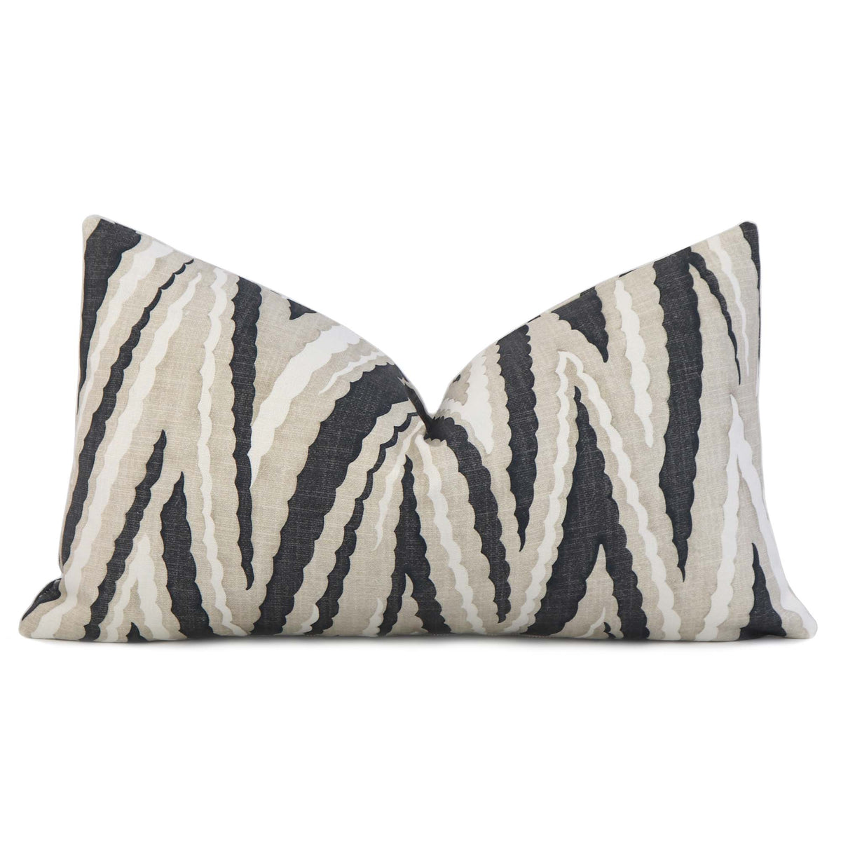 Thibaut Anna French Highland Peak Black Printed Chevron Linen Decorative Lumbar Throw Pillow Cover