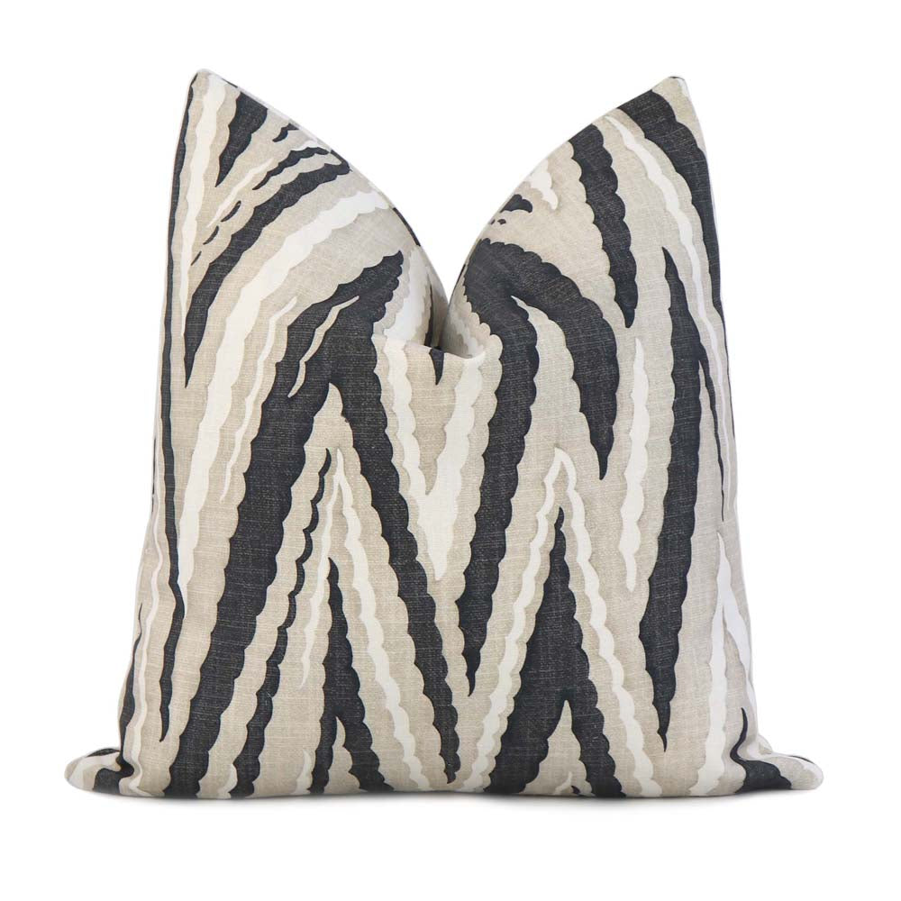 Thibaut Anna French Highland Peak Black Printed Chevron Linen Decorative Throw Pillow Cover