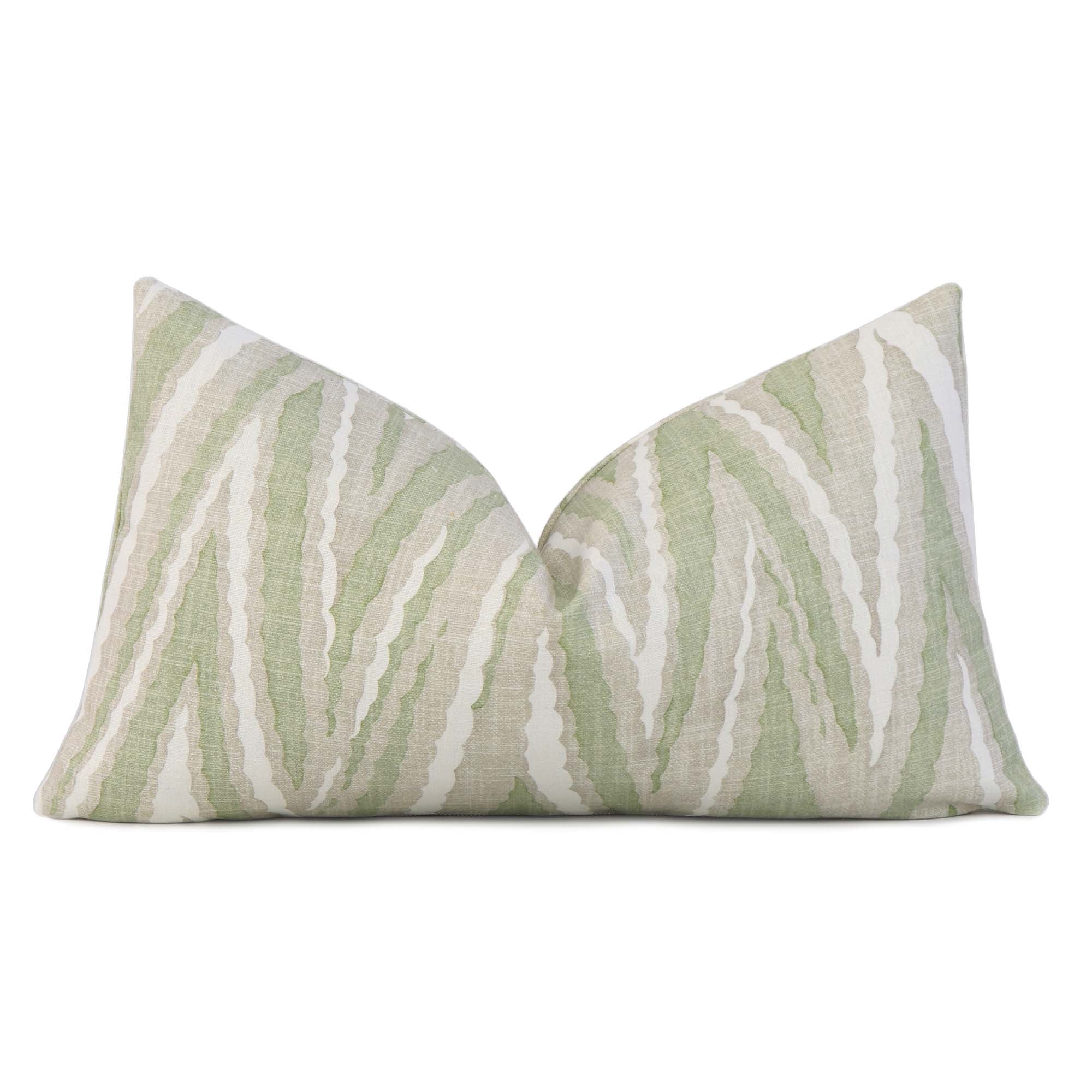 thumbnail image 2 of Kibui Chevron Cushion Cover – 45x45cm, 100% Cotton, Light Grey & Green, Zip Closure 2 of 6