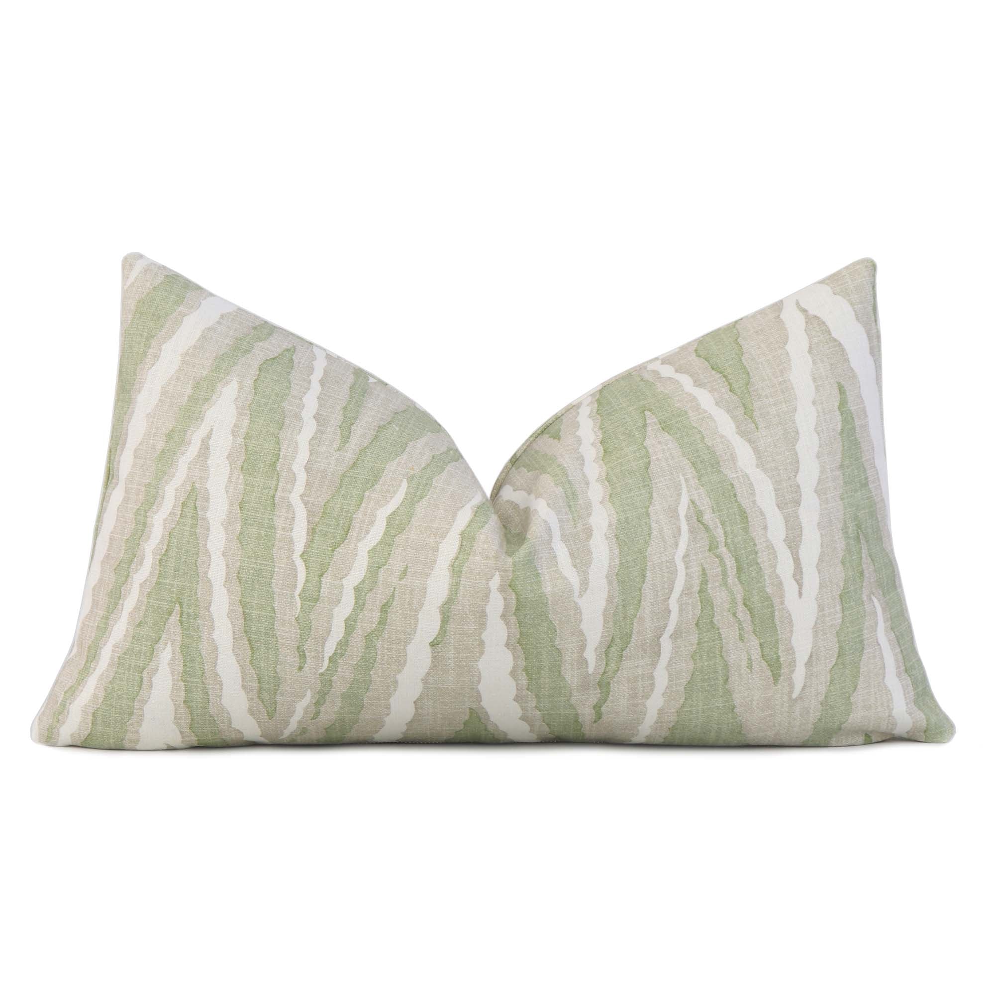 Thibaut Anna French Highland Peak Green Printed Chevron Linen Decorative Lumbar Throw Pillow Cover