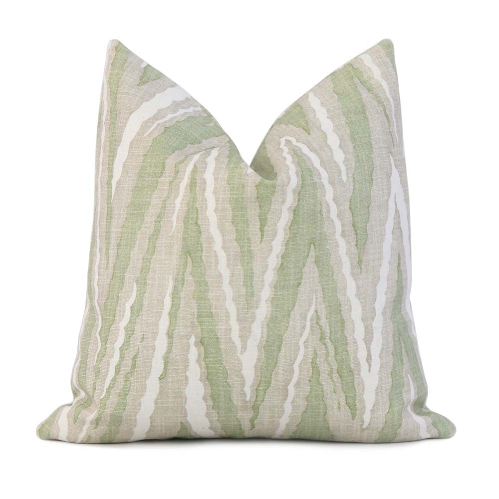 Thibaut Anna French Highland Peak Green Printed Chevron Linen Decorative Throw Pillow Cover
