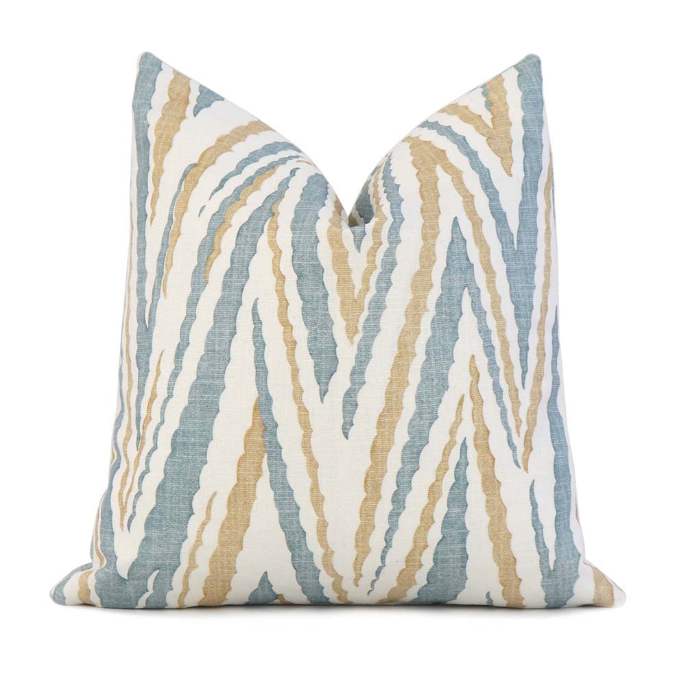 Thibaut Anna French Highland Peak Turquoise Chevron Printed Linen Designer Decorative Throw Pillow Cover