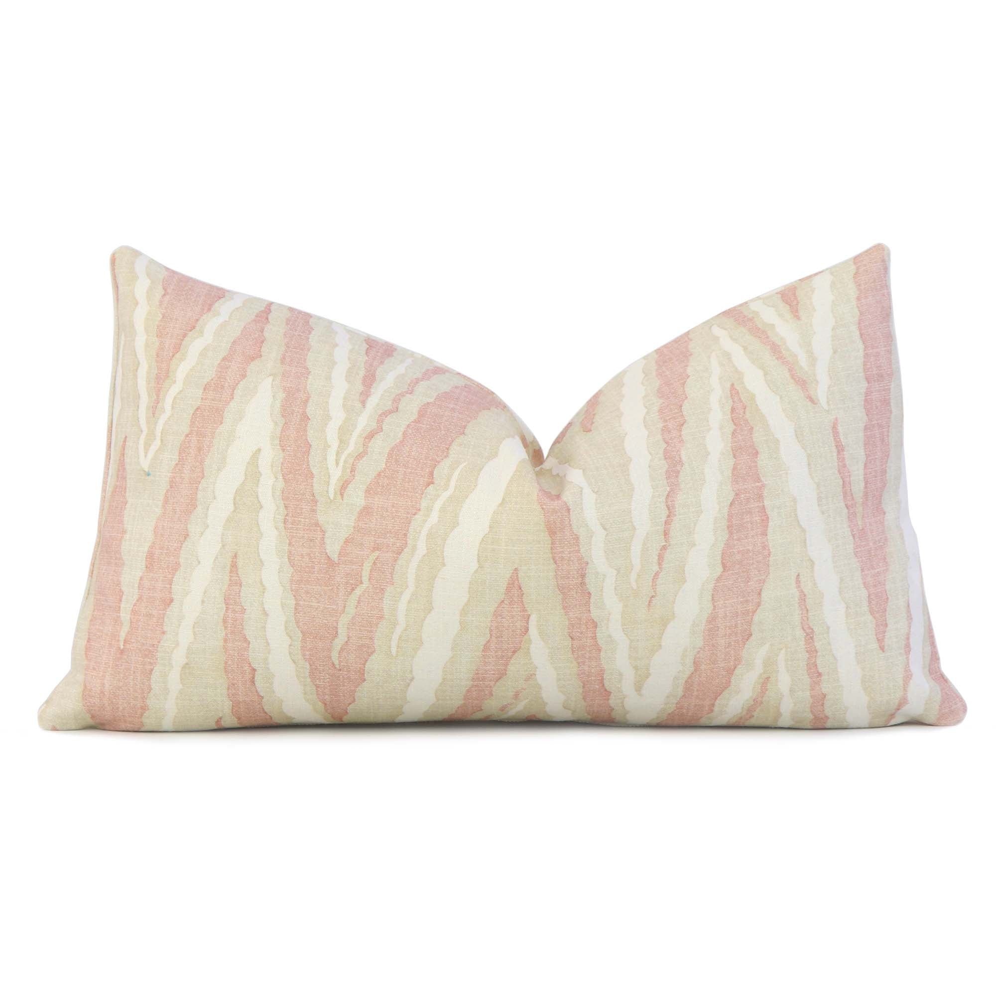 Thibaut Anna French Highland Peak Blush Pink Chevron Linen Designer Decorative Lumbar Throw Pillow Cover 
