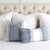 Thibaut Anna French Javanese Stripe Navy Blue Designer Luxury Decorative Throw Pillow Cover with White Euro Linen Shams