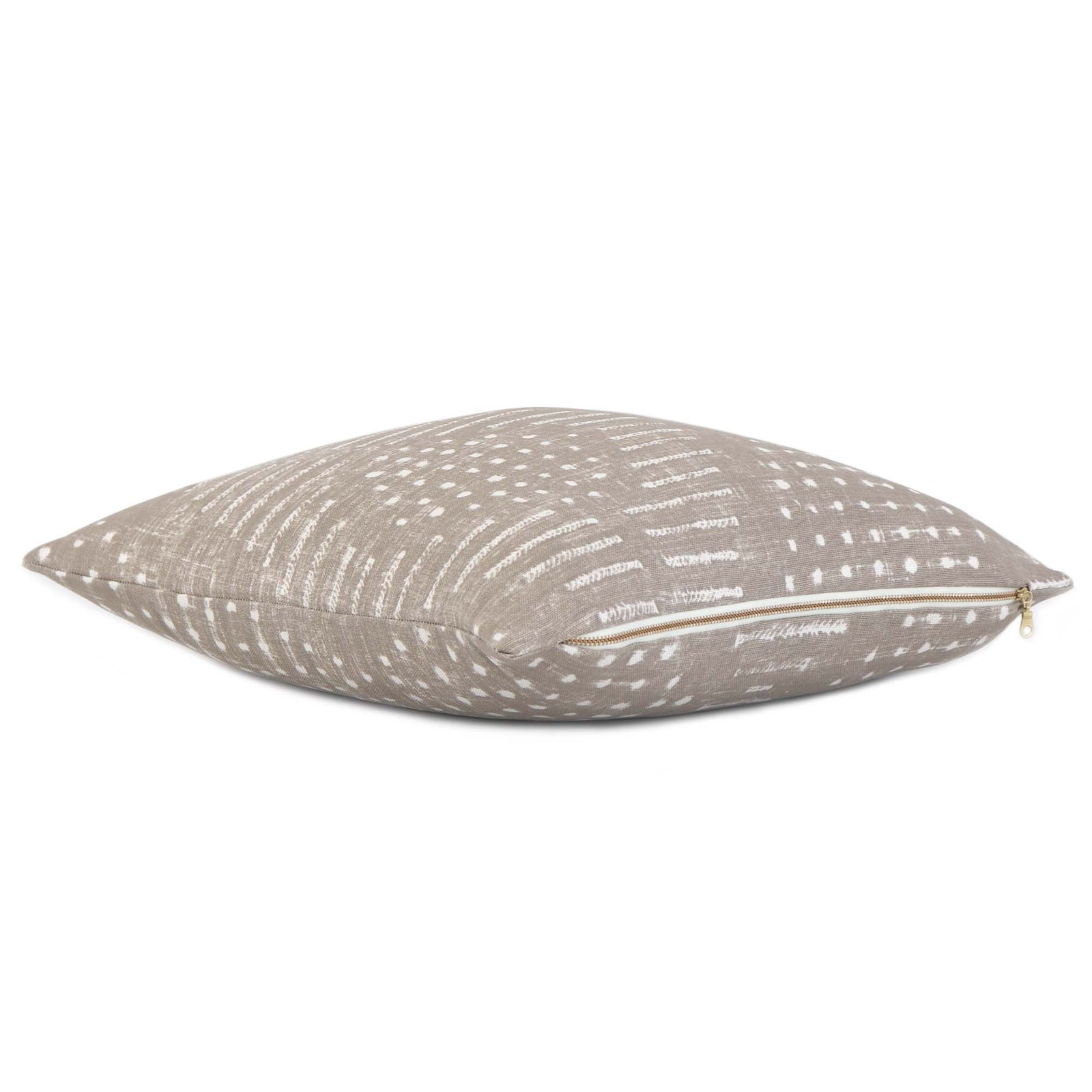 Thibaut Mali Flax Taupe Designer Throw Pillow Cover with Gold Zipper