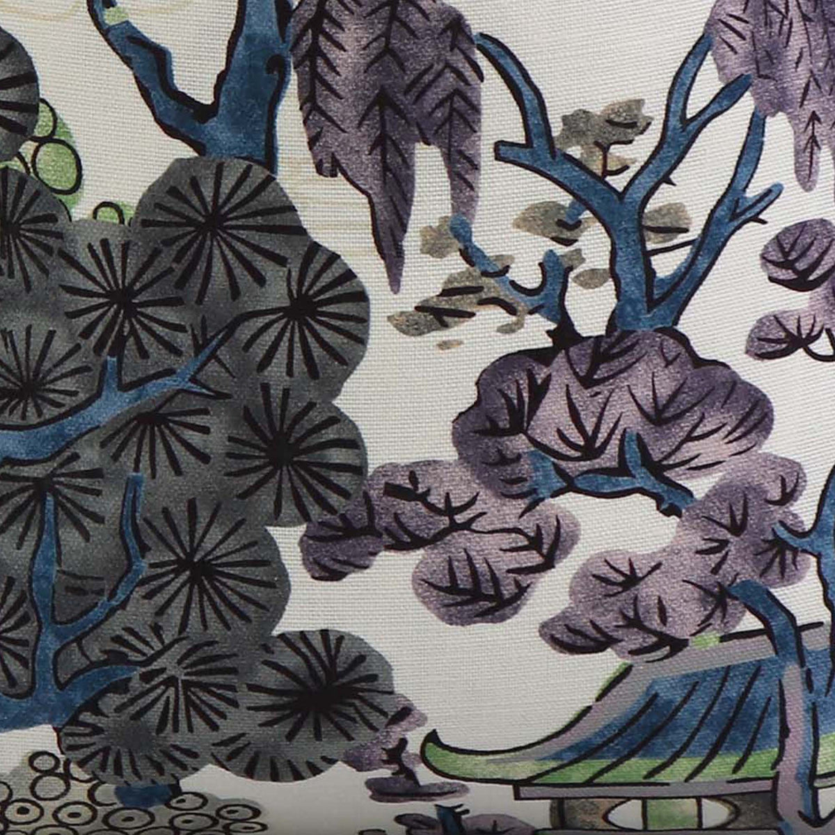 Asian Scenic Purple and Blue / 4x4 inch Fabric Swatch