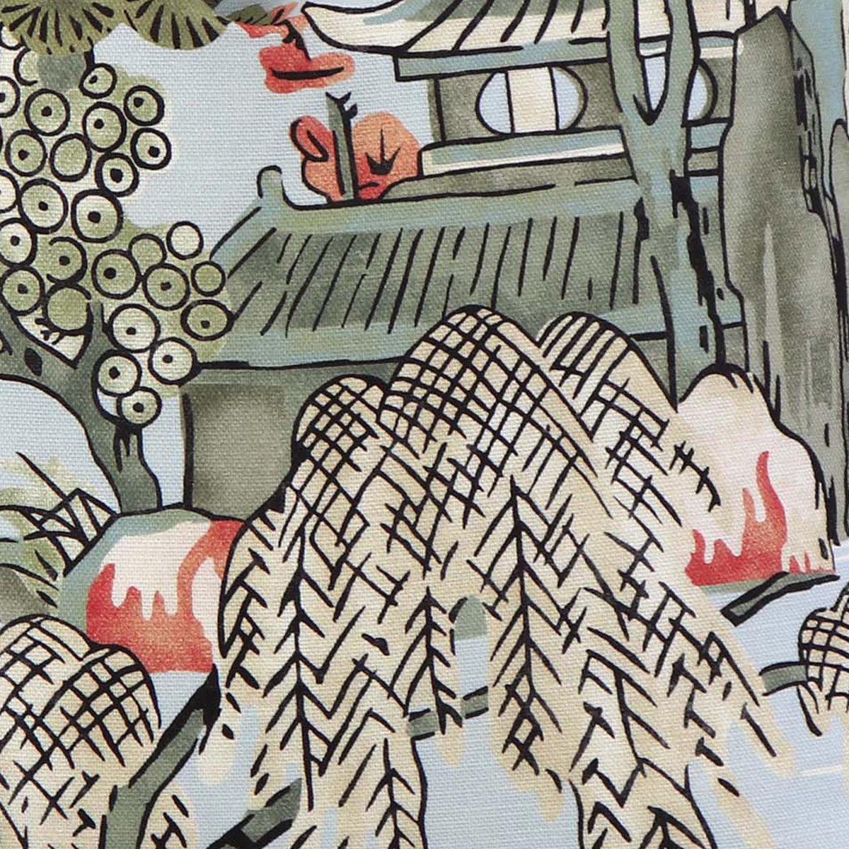 Asian Scenic Robin&#39;s Egg / 4x4 inch Fabric Swatch