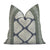 Thibaut Austin Bluestone and Green Ikat Block Print Designer Luxury Decorative Throw Pillow Cover