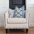 Thibaut Austin Navy Blue Block Print Geometric Designer Luxury Decorative Throw Pillow Cover on White Chair in Home Decor