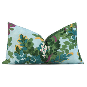 Thibaut Central Park Floral Sky Blue Designer Luxury Lumbar Throw Pillow Cover