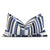 Thibaut Cubism Geometric Blue and White Stripes Linen Designer Luxury Decorative Lumbar Throw Pillow Cover