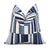 Thibaut Cubism Geometric Blue and White Stripes Linen Designer Luxury Decorative Throw Pillow Cover