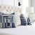 Thibaut Cubism Geometric Blue and White Stripes Linen Designer Luxury Decorative Throw Pillow Cover