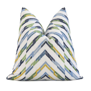 Thibaut Hamilton Textured Embroidery Geometric Blue and Yellow Designer Throw Pillow Cover