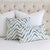 Thibaut Hamilton Textured Embroidery Geometric Blue and Yellow Designer Throw Pillow Cover with White Pom Pom Euro Shams