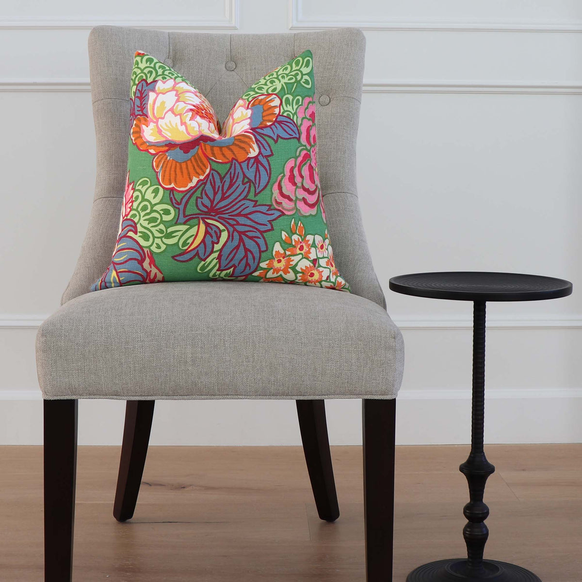 Thibaut Honshu Green Floral Designer Luxury Decorative Throw Pillow Cover on Chair