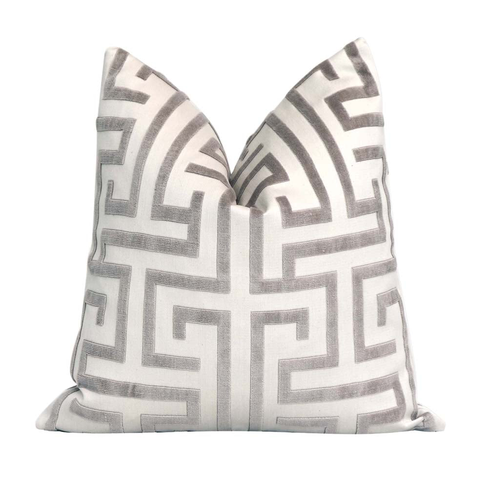 Thibaut Ming Trail Velvet Gray Designer Luxury Throw Pillow Cover