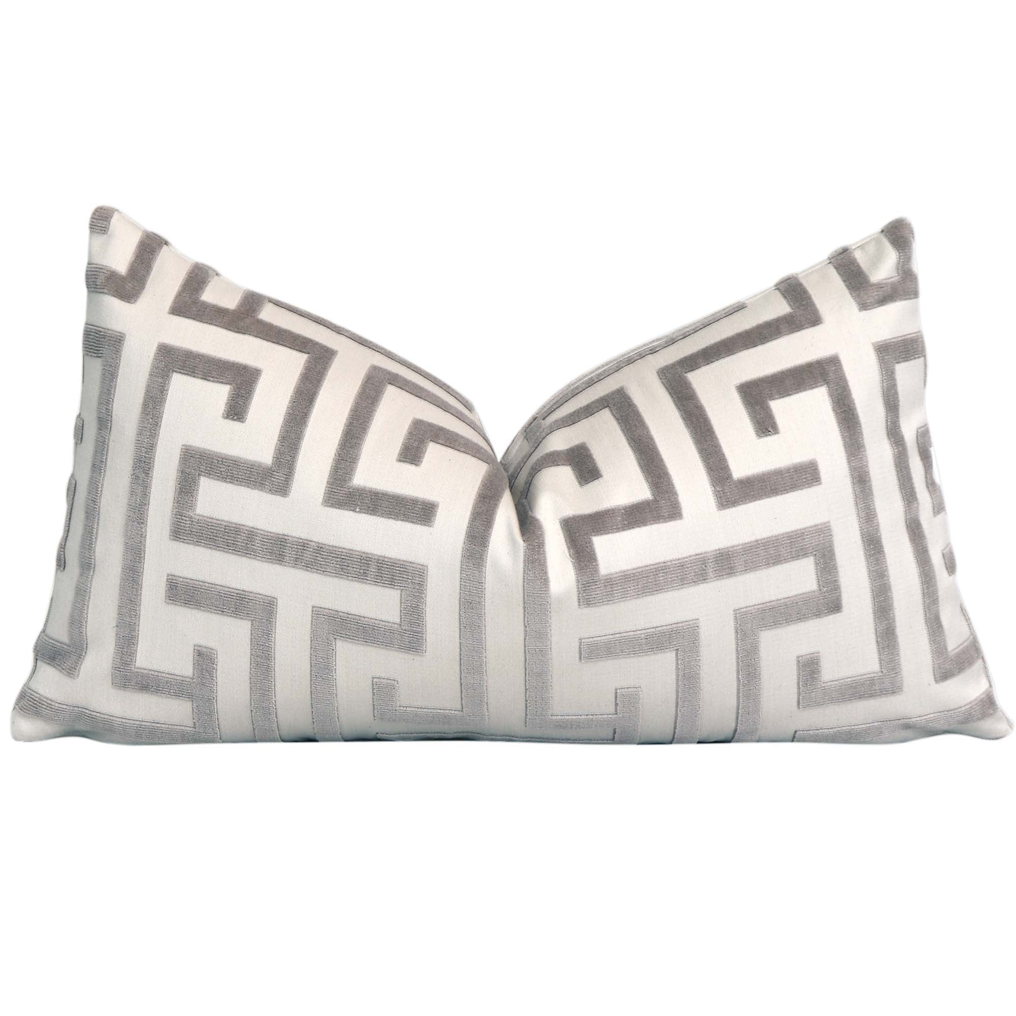Thibaut Ming Trail Velvet Gray Designer Luxury Throw Lumbar Pillow Cover